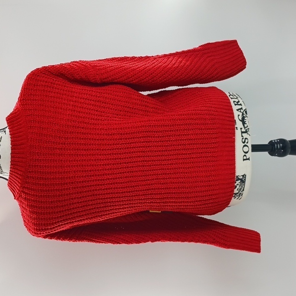 No Boundaries Fringe Sweater Red Yarn Knit Crew Neck Casual Womens XL - Picture 5 of 8
